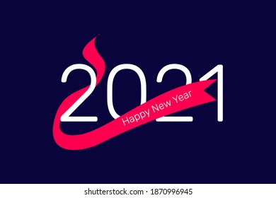 2021 happy new year text on ribbon abstract background creative new design for greeting cards, banners, fliers, posters, calendar vector illustration.