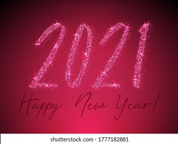 2021 Happy New Year vector banner. Confetti particles number lettering. Happy New Year wishes, 2021 of confetti elements. Luxurious banner.