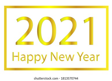 2021 Happy New Year vector illustration, new year banner in gold and white colors
