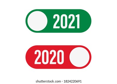 2021 happy new year . Vector icon on white background. Start button 2021 year and off 2020 . 10 eps