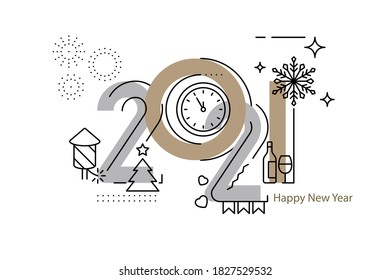 2021 Happy New Year Vector Design, anniversary, celebration