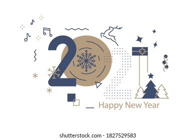 2021 Happy New Year Vector Design, anniversary, celebration