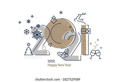 2021 Feliz Año Nuevo Diseño vectorial, aniversario, celebración