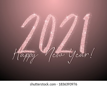 2021 Happy New Year vector poster. Confetti particles font calligraphy. Happy New Year wishes, 2021 of confetti elements. Rich celebration banner.