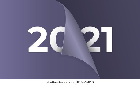 2021, happy new year vector. Change or open paper wrap to change 2020 to 2021. 3D and realistic style. for design element, calendar, background, banner, greeting card. black purple color. numbers 2021 - Shutterstock ID 1845346810
