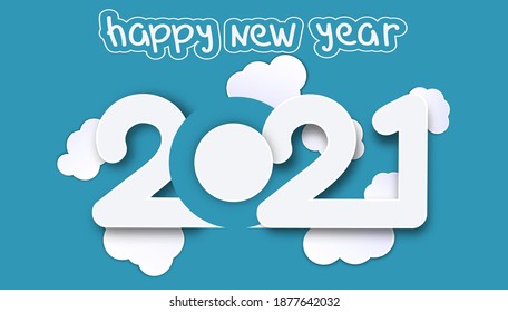 2021. Feliz año nuevo. Ilustración vectorial. Feliz Año Nuevo. Diseño de vacaciones en fondo suave, plantilla de afiches, tarjetas, invitaciones para fiesta con 2021