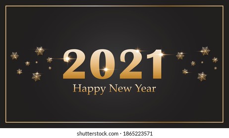 2021 Happy new year.Elegant gold text on background. 