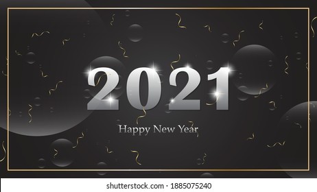 2021 Happy new year.Elegant text on background. 