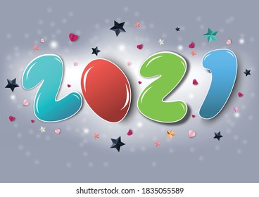 2021 happy new year.Paper cut 2021 word for new year festival.card,happy,Vector concept luxury designs and new year celebration.