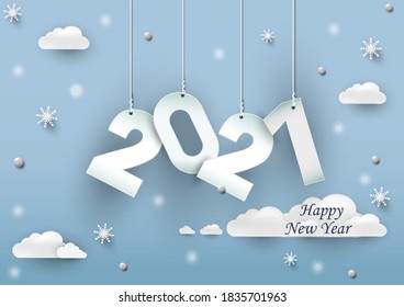 2021 happy new year.Paper cut 2021 word for new year festival.card,happy,Vector concept luxury designs and new year celebration.