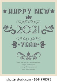 2021 HAPPY NEW YEARS RETRO POSTER FLAYER VINTAGE