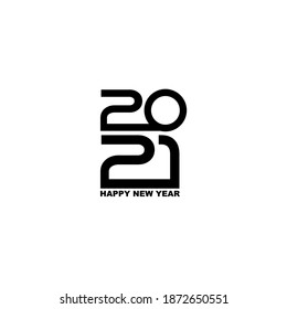 2021 Hppay New Year Illustration Black White Vector 
