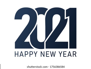 2021 image, Happy New 2021 Year. Holiday vector illustration of Blue numbers 2021