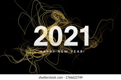 2021 inscription on the background of gold glitter confetti wave. Vector illustration EPS10