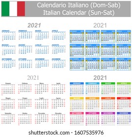 2021 Italian Mix Calendar Sun-Sat on white background