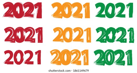 2021-Buchstaben-Pinselpack, Vektordesign