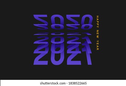 2021 lettering with flip text effect of Happy New Year background for flyers, posters, business decoration sign, brochure, card, banner, postcard. Vector illustration.