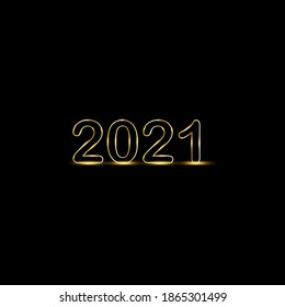 2021 lettering vector illustration with gold light effect on black background. for a celebration card or poster