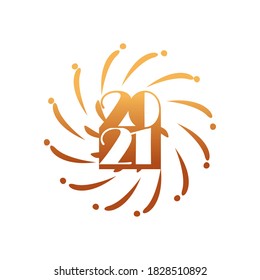2021 con líneas diseño de iconos de estilo gradiente dorado, Feliz año nuevo fiesta de bienvenida y tema de bienvenida Ilustración vectorial