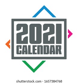 Logo de 2021 en el marco. Concepto del calendario 2021. título del calendario del año nuevo