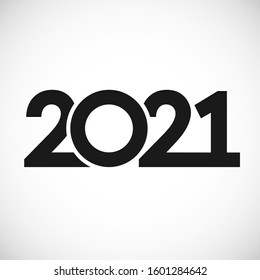 2021 logo. Merry Christmas and A Happy New Year seasonal calender numbers concept, minimalism style script. Abstract isolated graphic web design template. Creative idea, black number, white background