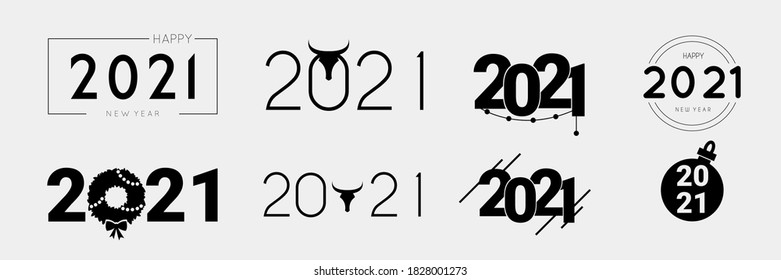 2021 logo new year number emblems with text. Vector stock illustration