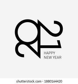 2021 logotype, vector symbol, icon, pictograph. Black new year logo isolated on white background. Promote modern holiday banner with wish text. Typography design sign. Pictogram of 2021. 