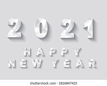 2021 LOW POLY WHITE HAPPY NEW YEAR