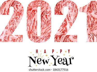 2021 Marbled beef pattern New Year's card