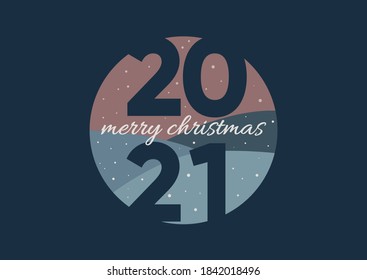 2021 Merry Christmas card. Design for banner, poster, card, print and calendar. Vector illustration. Winter concept for Christmas design. Holiday poster