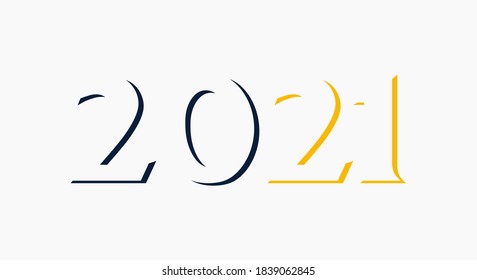 2021 Merry Christmas and A Happy New Year calendar logo. Numbers in minimalist style. 2021 number logo vector in eps 10.