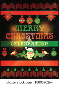 2021! Merry Christmas and Happy New Year! Vector trendy abstract illustrations for holiday graphic design: santa claus, christmas balls, christmas tree, christmas tree, toys, geometric ornament.  