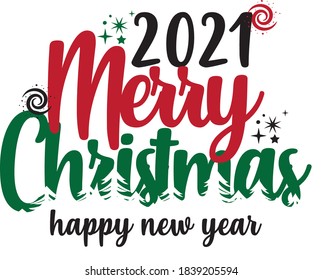 2021 merry Christmas print, happy new year design - vector