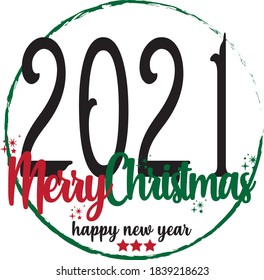 2021 merry Christmas print, happy new year design - vector
