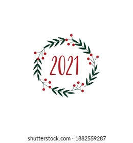2021 mistletoe wreath postcard template