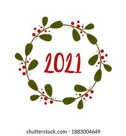 2021 mistletoe wreath postcard template