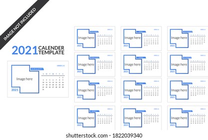 2021 modern blue calendar layout 