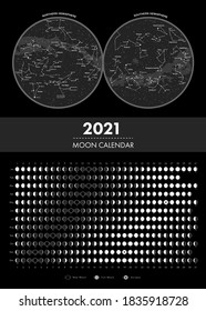 Mapa vectorial de las fases de la luna de 2021