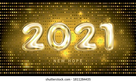 Concepto de Nueva Esperanza 2021. Afiche de Año Nuevo en discoteca