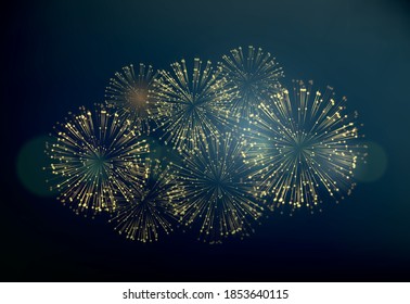 2021 Neujahr Abstrakter Hintergrund mit Feuerwerken. Vektorgrafik