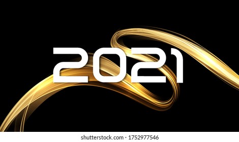 2021 New Year Abstract shiny color gold wave design element