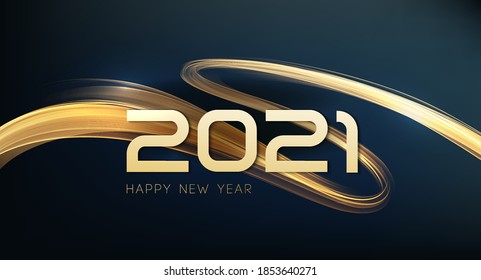 2021 New Year Abstract shiny color gold wave design element