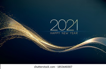 2021 New Year Abstract shiny color gold wave design element