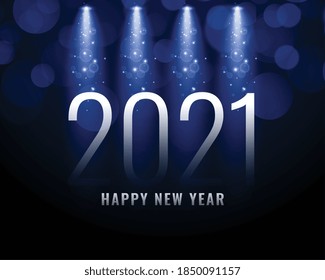 Fondo del año nuevo 2021 con efecto de luz de foco