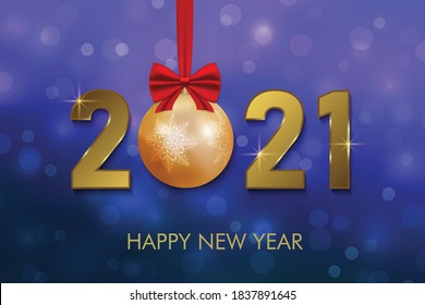 2021 New Year background with gold numbers. Festive premium design 