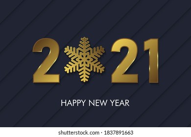 2021 New Year background with gold numbers. Festive premium design 
