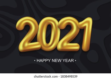 2021 New Year background with gold numbers. Festive premium design template for holiday greeting card