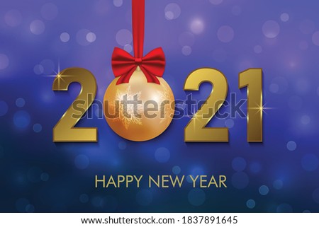 2021 New Year background with gold numbers. Festive premium design 