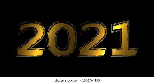 2021 New year background. Golden numbers isolated on black.