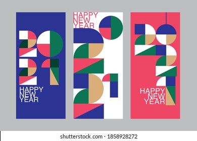 2021 New Year banner. 3d bright color . Minimal cover design. Template Layout flyers, greeting cards, brochures. Vector.